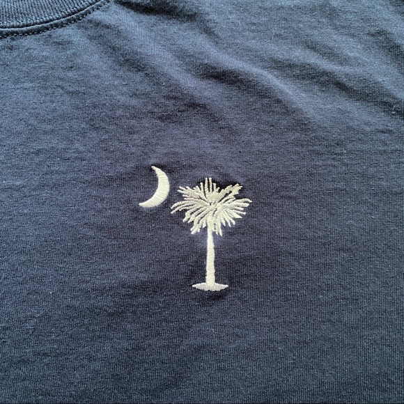 South Carolina T Shirt Navy Blue with Palmetto Tree and Moon Cotton Size Medium - Picture 2 of 6